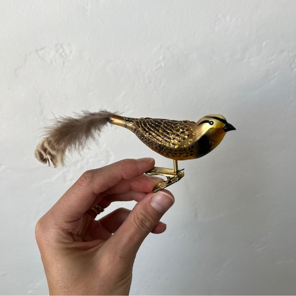 Old World Christmas Meadowlark bird Blown Glass Clip on Ornament feathers - Picture 15 of 16